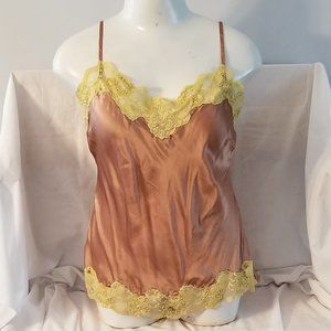 vintage silk maucerose gold camisole w/lace detail